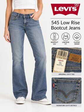 Deadstock Levi's 545 Low Rise Bootcut Jeans Size 14M Medium Wash Y2K Flare